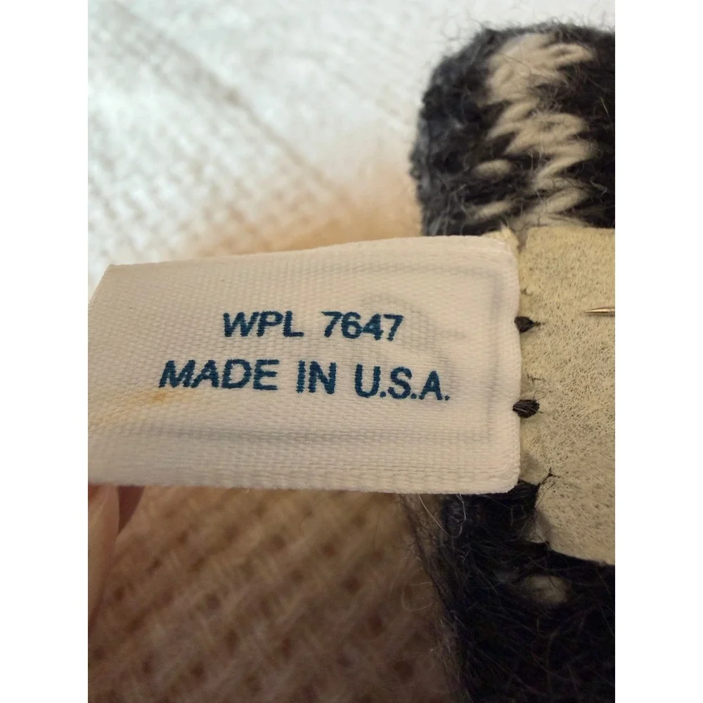 Everitt Vintage Mohair Blend Fair Isle Scarf Black‎ White Made in USA WPL 7647